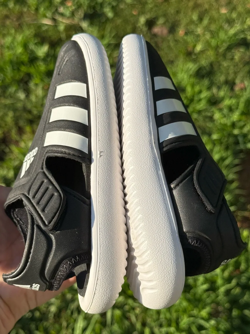 📣Adidas Black and White Summer Closed Toe Water Sandals
